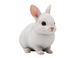 white rabbit on white background
