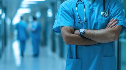 Doctor in a hospital hallway