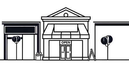 Market building vector, Retail shop design, Grocery store vector, Local store clipart, Store icon flat, Shop exterior drawing, Boutique shop vector, Mini mart vector, Street shop illustration, Corner 