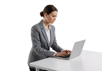 young woman working on laptop