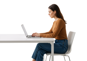 young woman working on laptop computer