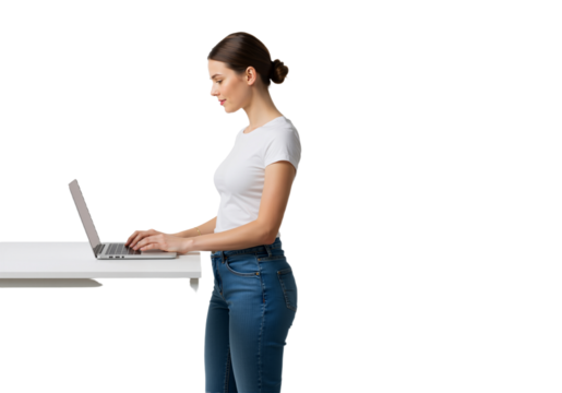 young woman working on laptop