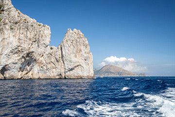 Rocky coastline of Capri Island, Gulf of Naples, Italy