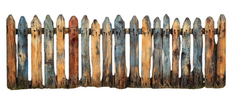 Rustic Wooden Fence isolated on a white transparent background