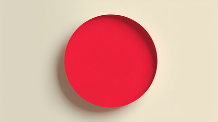 Full red circle positioned tangentially to the upper edge of the frame