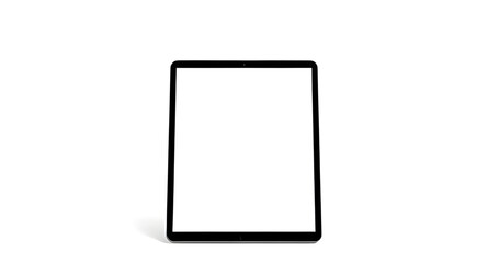Modern tablet on white, Touchscreen device, Flat tablet design, Isolated smart tablet, Tablet with blank screen, Portable tablet PC, Tablet front view, Black tablet device, Sleek digital tablet, White