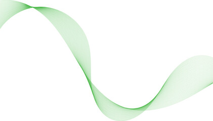 Green smoke wave. Green abstract wave flow isolated on white background as transparent. vector background. Green wave melody lines on white background, green lines vector banner template background 