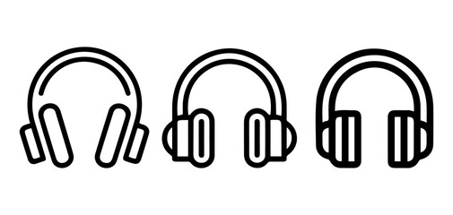 Obraz premium Headphone Icon Set. Line Style Audio and Music Headphones Collection.
