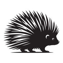 Minimalist Black Porcupine Silhouette with Quills