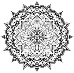 Round ornamental lace pattern, a floral mandala vector design for vintage decor or oriental Arabic illustration with an ornate snowflake motif and texture