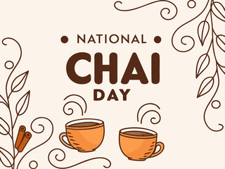 Celebrating National Chai Day with a Warm Cup and Cinnamon Sticks Illustration