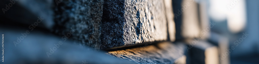 Poster stacked gray stone blocks with textured surface
