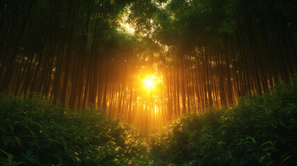 Lush Green Bamboo Forest in a Peaceful Nature Setting