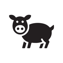 Obraz premium Simple Black Cow Icon Vector Illustration on White, Livestock Farm Animal EPS