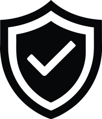 Bold Black Shield Icon Silhouette with Checkered Pattern