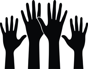 Obraz premium Four Black Hand Silhouettes Simple Vector Illustration