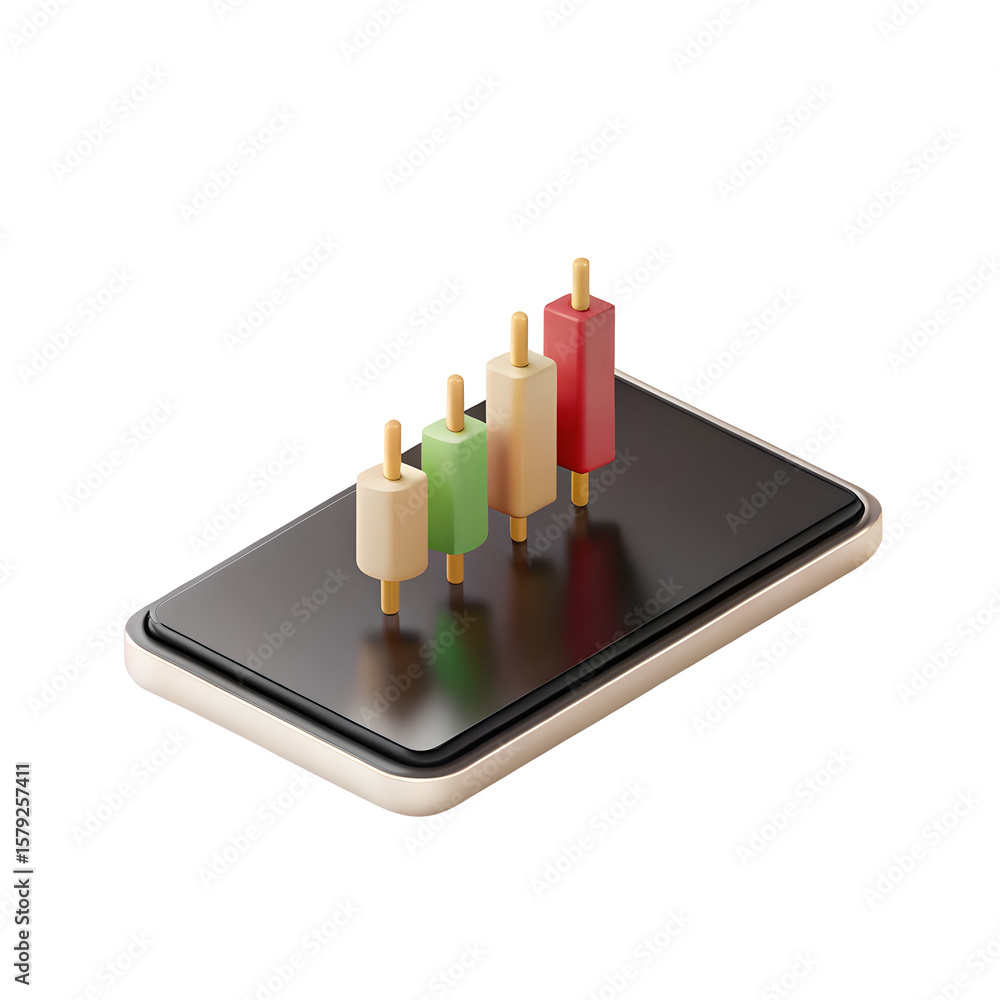 Aufkleber candlestick chart on device isolated on a transparent background