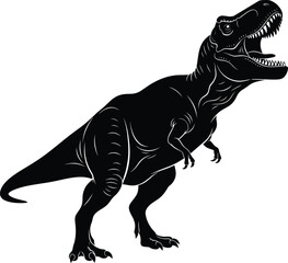Fototapeta premium Prehistoric Predator: A menacing Tyrannosaurus Rex, silhouetted in striking black against a clean background, captures the raw power and primal essence of a legendary dinosaur.