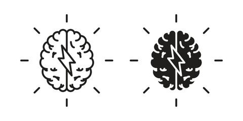 Brainstorm icon outline and solid vector sign, linear pictograms