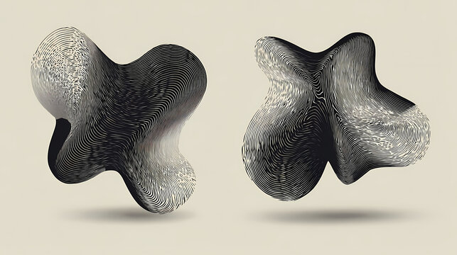 Two side-by-side organic shapes with asymmetric contours and smooth edges
