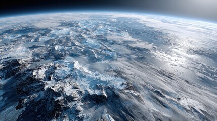 Fototapeta premium High-altitude view of a snow-capped mountain range.