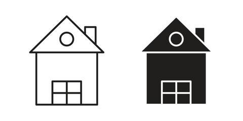 Obraz premium Chalet icon outline and solid vector sign, linear pictograms