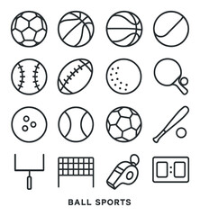 Ball sports collection, sport icon set. athletic symbols for games and team activities