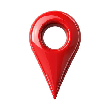 Glossy red location pin icon on black background