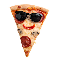 Cool Pizza Slice: Pepperoni, Mushrooms, Sunglasses, Food Photography, Delicious Italian Cuisine