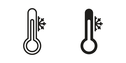 Cold icon outline and solid vector sign, linear pictograms