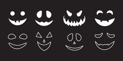 Halloween face icon set