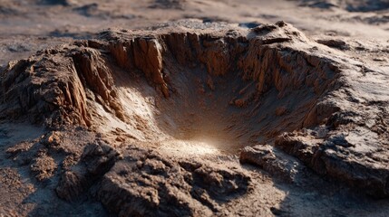 Detailed close-up view of textured earth formations.