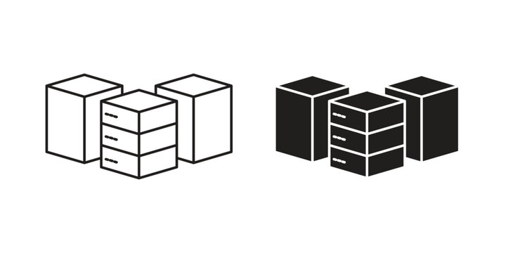 Data center icon outline and solid vector sign, linear pictograms