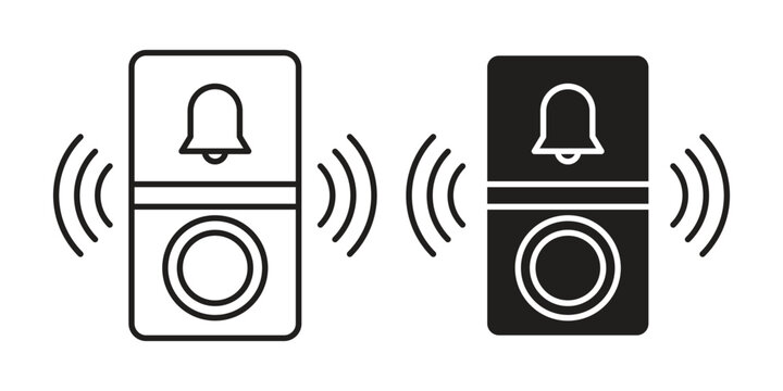 Doorbell icon outline and solid vector sign, linear pictograms