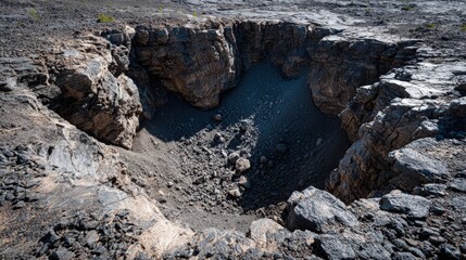 High-angle view of a geological sinkhole.