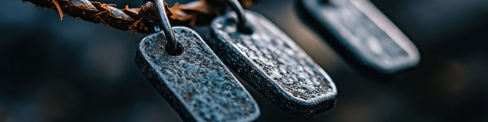 Dark Grey Metal Pendant Necklace with Leather Cord