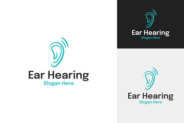Creative ear hearing logo design template vector illustration