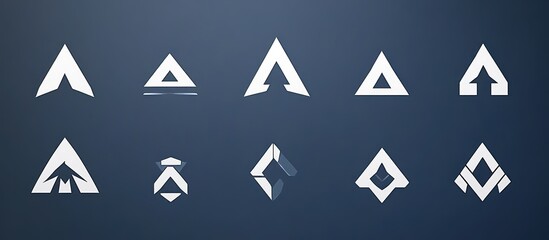 Collection of Abstract Geometric Triangle Logo Designs on a Dark Background