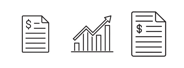 Financial Symbols or Business Icons Set, Money, Banking, Investment, Wallet, Crypto, Growth, Budget Vector Design