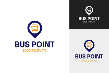 Creative bus point logo design vector illustration