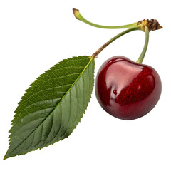 Juicy Red Cherry with Leaf: Perfect for Food Blogs & Recipes