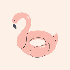 Flamingo floater Summer Pool flamingo inflatable ring for swimming pool or beach. Flamingo lifebuoy vector.