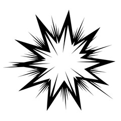 Obraz premium Vector illustration of an explosion or 'starburst' effect in a black and white comic style.
