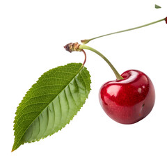 Vibrant Red Cherry with Leaf: Perfect for Food & Drink Projects