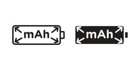 Obraz premium mAh icon outline and solid vector sign, linear pictograms