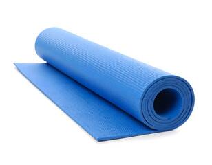 A yoga mat isolated on a white background, perfect for fitness and wellness content.


