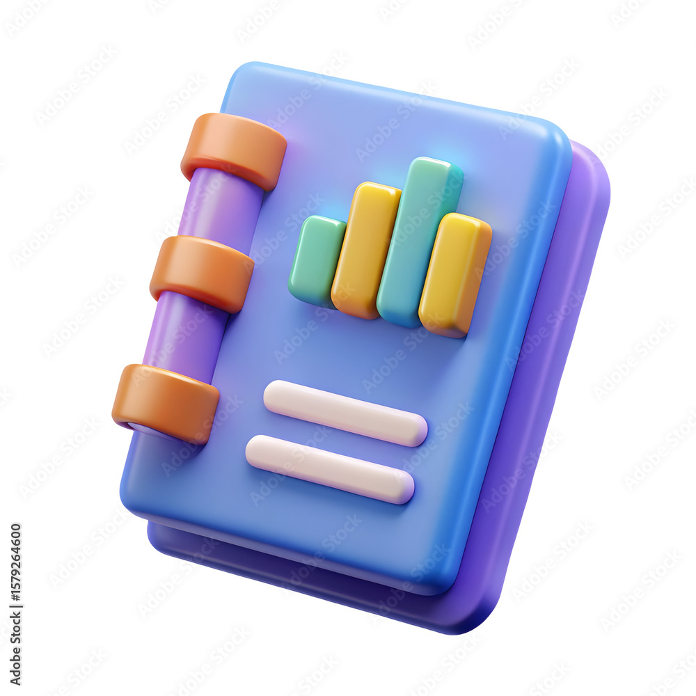 Aufkleber blue report with colorful bars and lines isolated on a transparent background