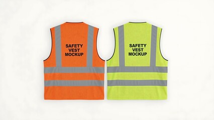 Safety Vest Mockup Orange and Green Reflective Workwear