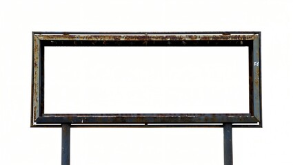 Blank Rusty Billboard Frame - Isolated on White Background for Advertisement Mockup