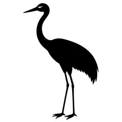 Obraz premium Elegant black heron standing tall silhouette vector illustration